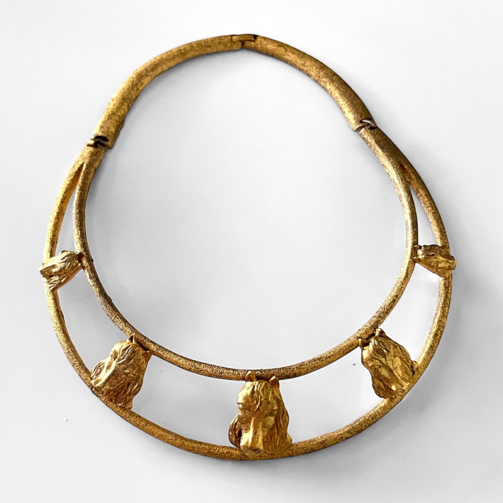 Vintage Gold Tone Open Metal Equestrian Horse Collar Necklace - Picture 3 of 4
